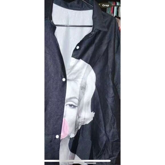 Marilyn Monroe button down blouse, have in White and Blk . - Picture 9 of 16